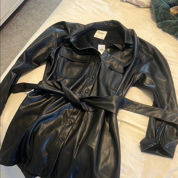 Abercrombie & Fitch Dresses & Skirts - Black Faux Leather Belted Dress